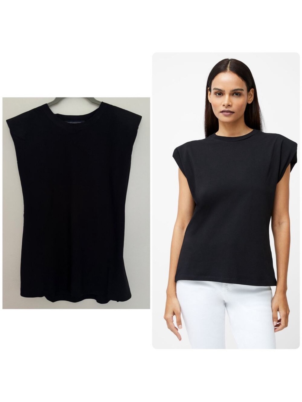French Connection NWT rallie shoulder pad tank top in black